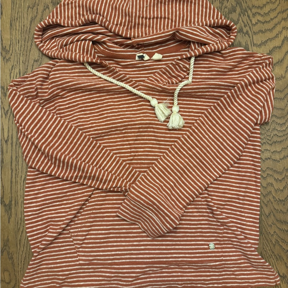 Roxy Rust and White‎ Striped Hoodie